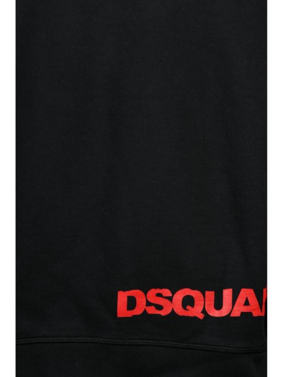 25FW 디스퀘어드2 긴팔 티셔츠 블랙 코튼 로고 스웨트셔츠 - DSQUARED2