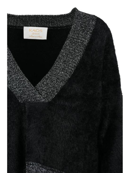 25FW 카오스 스웨터 은은한 반짝임이 있는 브이넥 니트 라메 스웨터 - KAOS