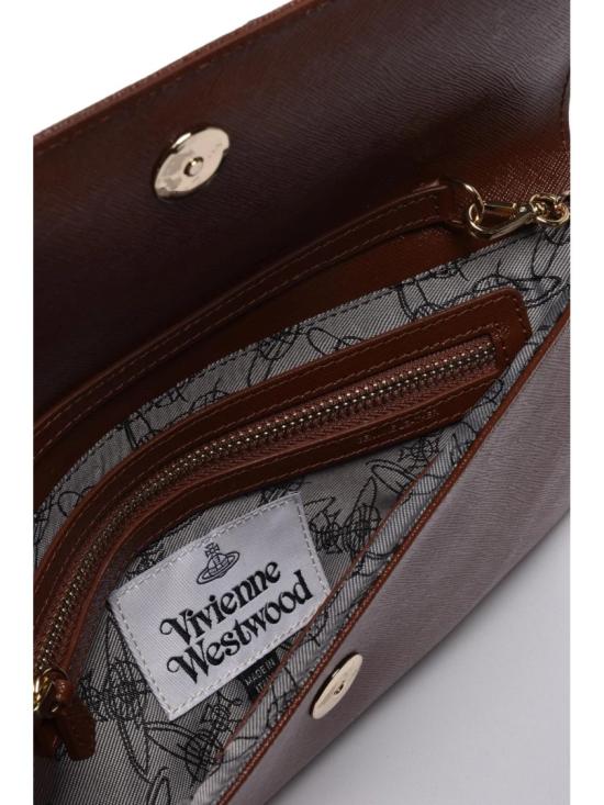 25FW 비비안웨스트우드 클러치/파우치 갈색 가죽 클립 클러치 - VIVIENNE WESTWOOD