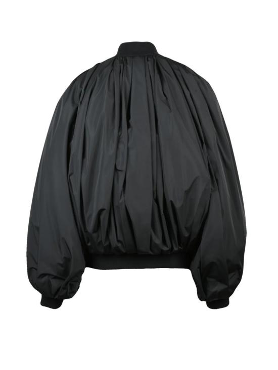 25FW 발렌시아가 자켓 블랙 코튼 혼방 러플 봄버 재킷 - BALENCIAGA