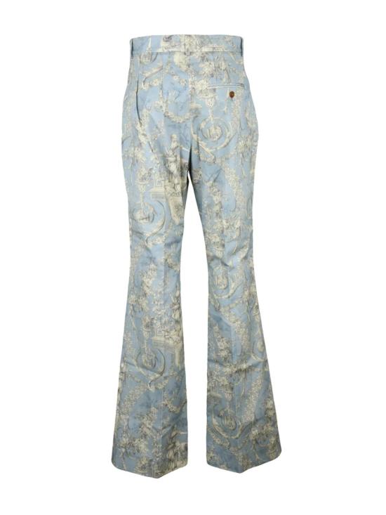 25FW 비비안웨스트우드 플레어 팬츠 빈티지 꽃무늬가 있는 맞춤형 연청색 면바지 - VIVIENNE WESTWOOD