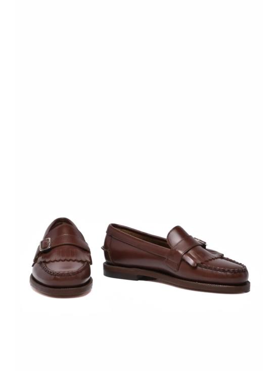 25FW 세바고 플랫 슈즈 갈색 가죽 페니 로퍼 - SEBAGO