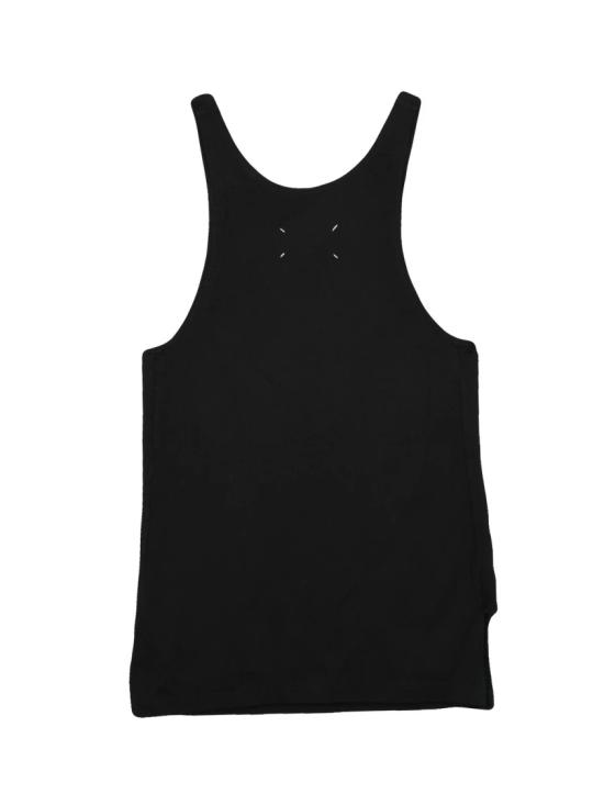 25FW 마르지엘라 민소매 티셔츠 블랙 비스코스 혼방 스쿱넥 탱크 - MAISON MARGIELA