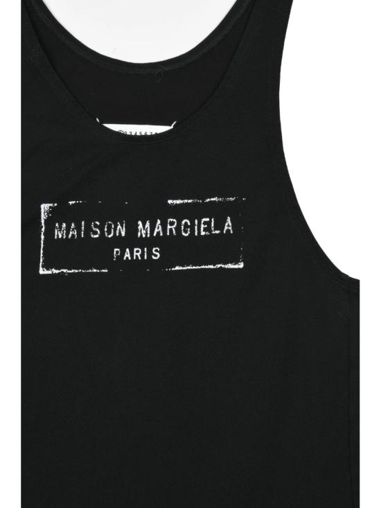 25FW 마르지엘라 민소매 티셔츠 블랙 비스코스 혼방 스쿱넥 탱크 - MAISON MARGIELA