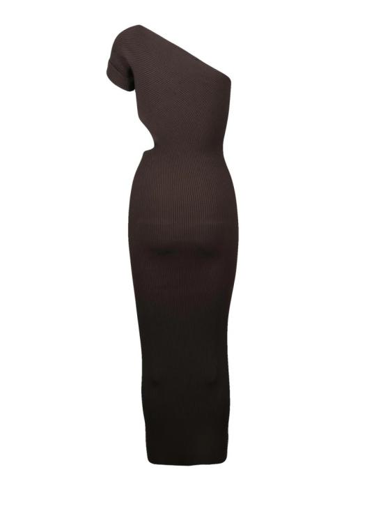 25FW 막스마라 롱 원피스 비대칭 원숄더 미디 니트 드레스 (골지 패턴) - MAX MARA