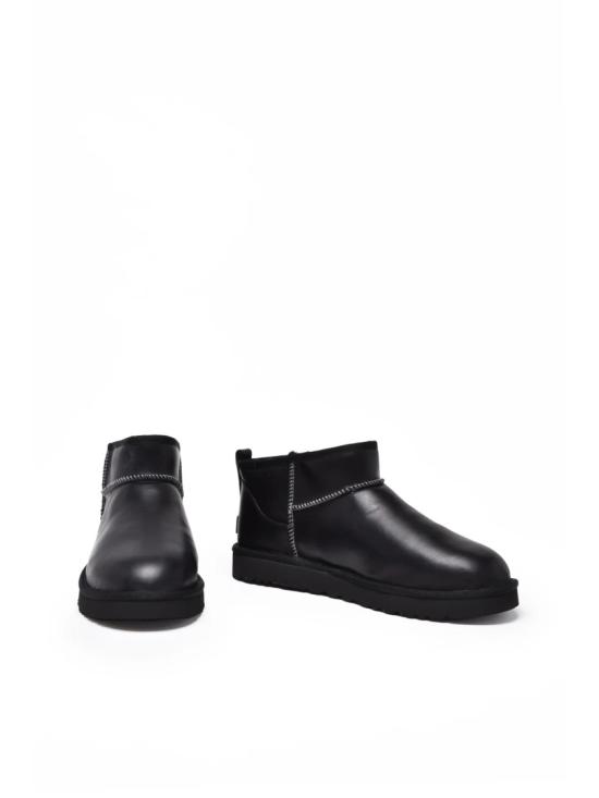 25FW 어그 부츠 블랙 가죽 플러시 미니 - UGG