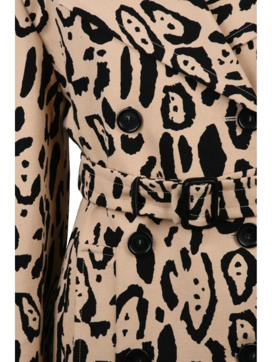 25FW 스포트막스 코트 추상적인 동물 프린트와 벨트가 있는 그렘보 코튼 트렌치 - SPORTMAX