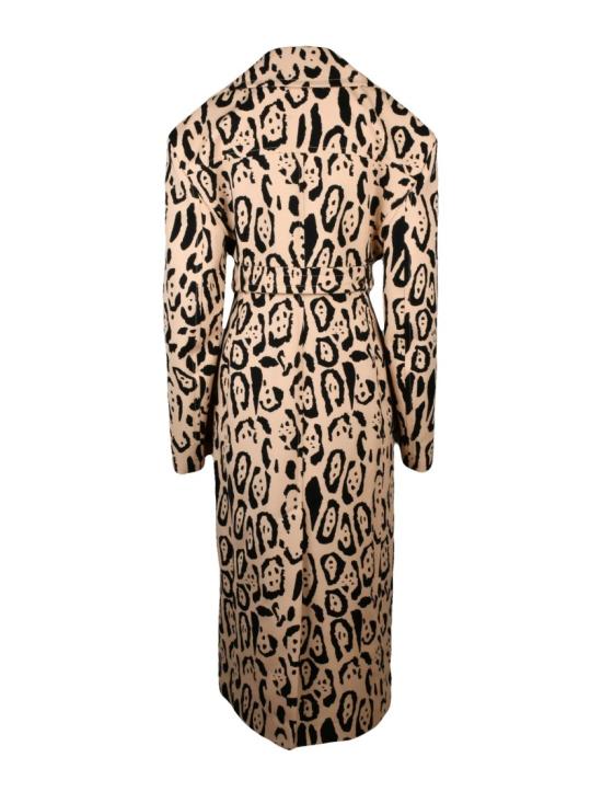 25FW 스포트막스 코트 추상적인 동물 프린트와 벨트가 있는 그렘보 코튼 트렌치 - SPORTMAX
