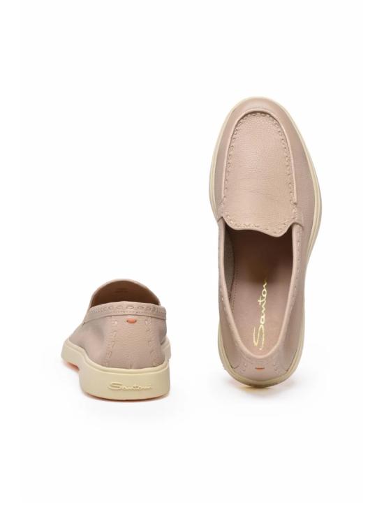 25FW 산토니 로퍼 크림색 가죽 해머드 로퍼 - SANTONI
