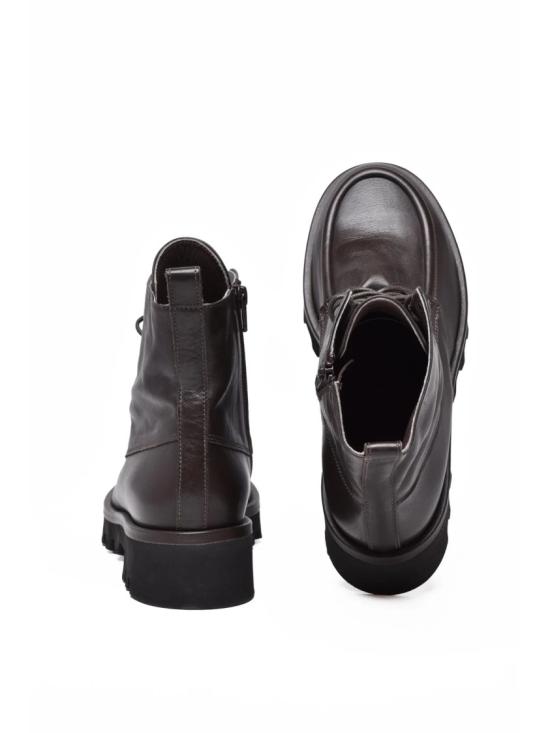 25FW Lorena Paggi 부츠 갈색 가죽 지퍼 앵클 - OTHER BRANDS