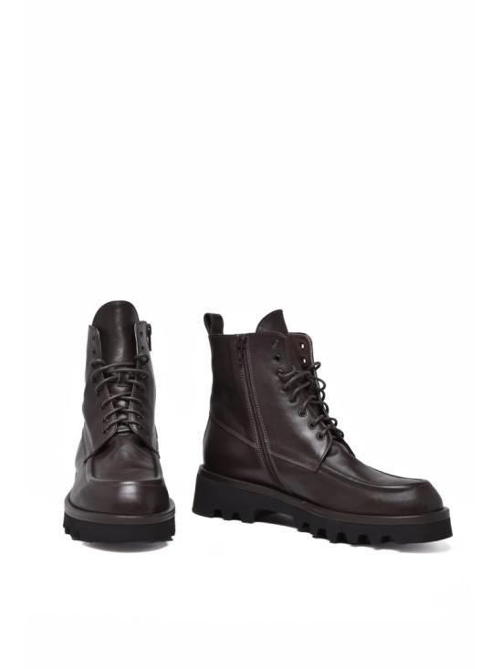 25FW Lorena Paggi 부츠 갈색 가죽 지퍼 앵클 - OTHER BRANDS