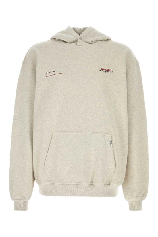 26SS 리프레젠트 후드 티셔츠 MLM4270 30 CREAM MARL
