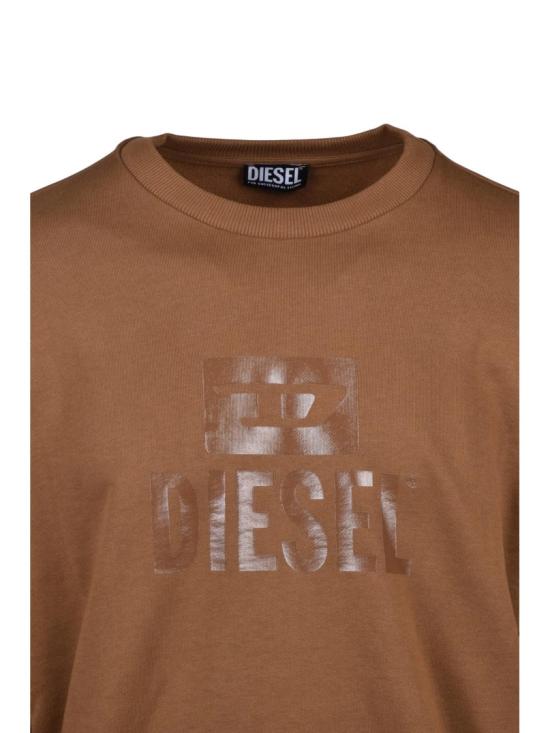  디젤 탑 갈색 면 크루넥 스웨트셔츠 - DIESEL