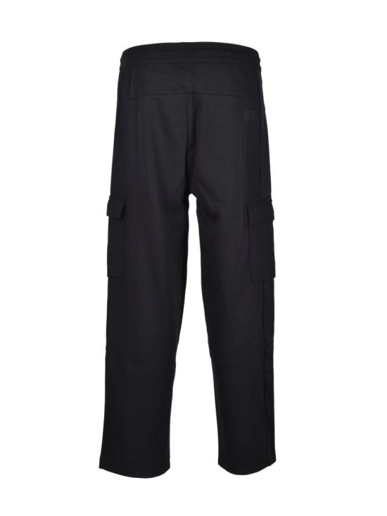 25SS 엠포리오 아르마니 스트레이트 팬츠 검정색 면 혼방 카고 트레이닝 바지 - EMPORIO ARMANI