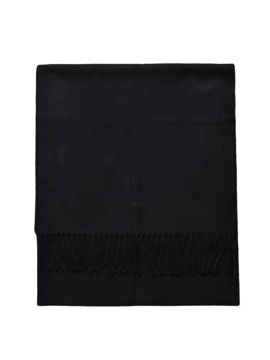 25FW 랑방 머플러/스카프 검은색 울 소재의 술 장식 스카프