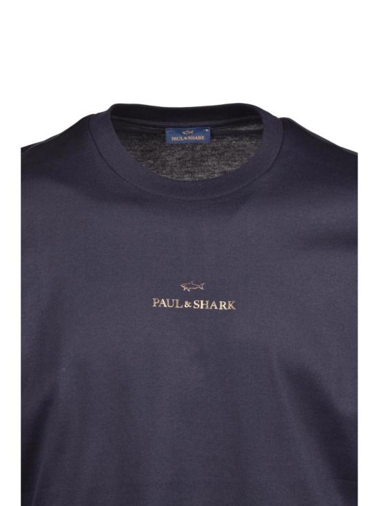 25SS 폴앤샤크 반팔 티셔츠 클래식 블루 티셔츠에 골드 디테일이 더해졌습니다. - PAUL & SHARK