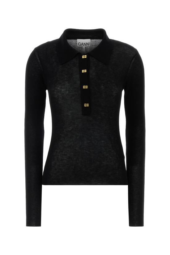 26SS 가니 폴로 티셔츠 A1070260 099 Black