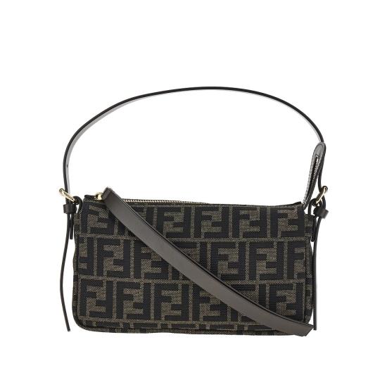 26FW 펜디 FF 자카드 지퍼 탑 스몰 숄더백 FF 자카드 지퍼 탑 스몰 숄더백 8BS123B17A Brown
