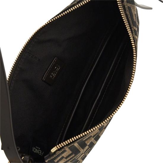 26FW 펜디 FF 자카드 지퍼 탑 스몰 숄더백 FF 자카드 지퍼 탑 스몰 숄더백 8BS123B17A Brown - FENDI