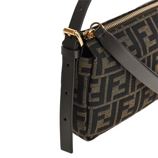26FW 펜디 FF 자카드 지퍼 탑 스몰 숄더백 FF 자카드 지퍼 탑 스몰 숄더백 8BS123B17A Brown - FENDI