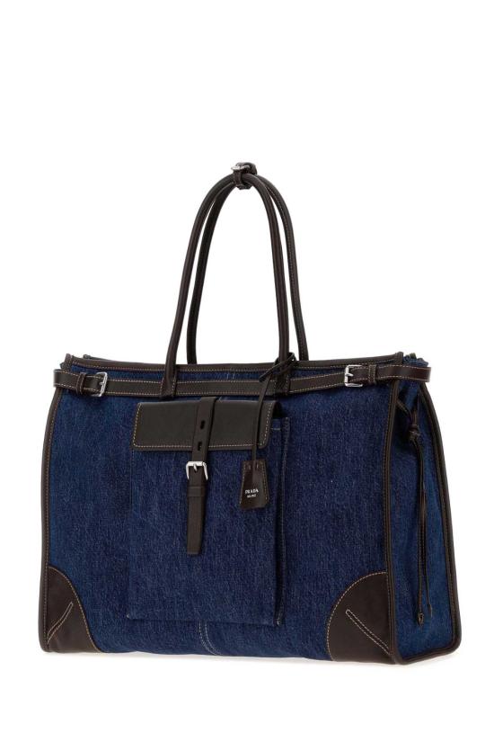 26FW 프라다 보니 데님 앤 레더 토트백 2VG128VOTO2GCF F0C1B Blue - PRADA