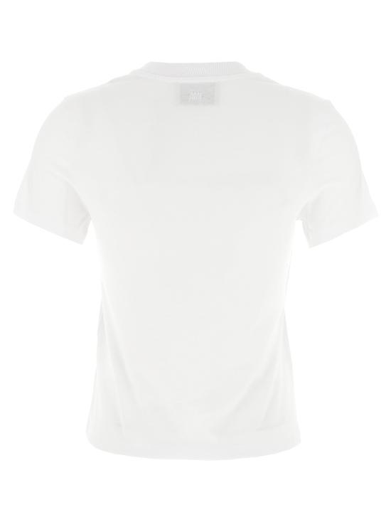 26FW 아미 스몰 하트 로고 코튼 크롭 티셔츠 FTS347 724 100 White - AMI