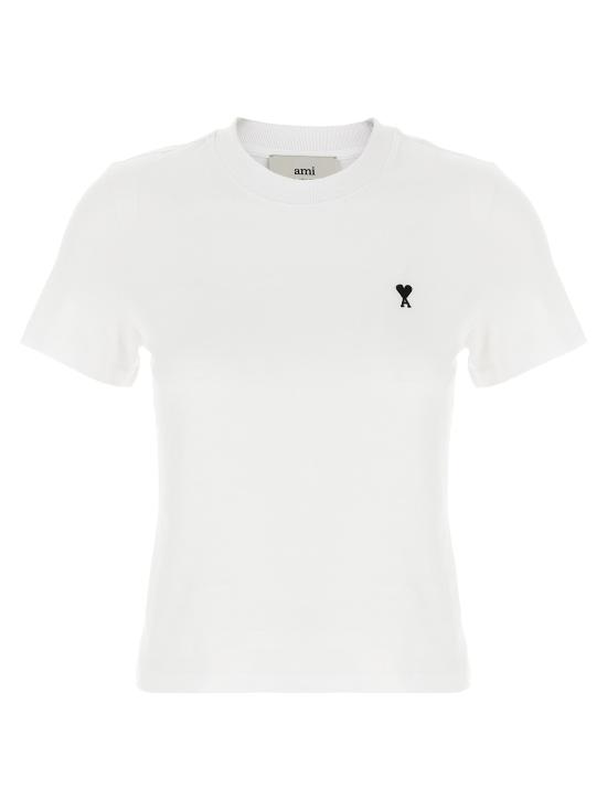 26FW 아미 스몰 하트 로고 코튼 크롭 티셔츠 FTS347 724 100 White