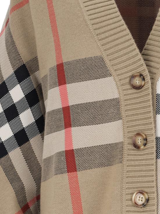26FW 버버리 체크 패턴 브이넥 울 믹스 8039153 A7026 Beige - BURBERRY