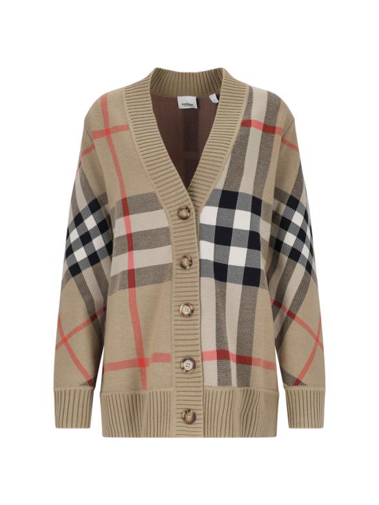26FW 버버리 체크 패턴 브이넥 울 믹스 8039153 A7026 Beige