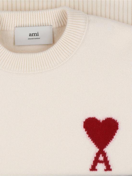 26FW 아미 빅 하트 울 크루넥 스웨터 UKS838 018 154 CREAM - AMI