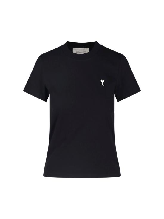 26FW 아미 스몰 하트 로고 코튼 크롭 티셔츠 FTS347 724 045 Black