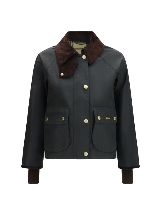 26FW 바버 크롭드 비드넬 왁스 재킷 LWX1403 SG51 GREEN