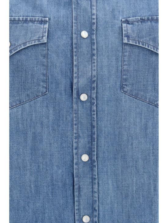 26FW 브루넬로 쿠치넬리 이지 핏 라이트웨이트 데님 셔츠 MH1924008 C8333 LIGHT BLUE - BRUNELLO CUCINELLI