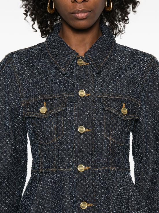 26FW 가니 트위드 데님 페플럼 자켓 A1010077077 NAVY - GANNI