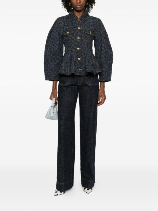 26FW 가니 트위드 데님 페플럼 자켓 A1010077077 NAVY - GANNI