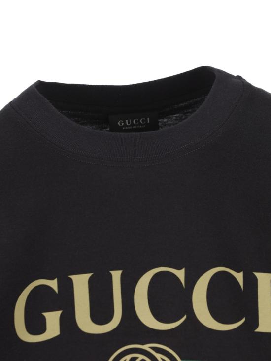 26FW 구찌 로고 프린트 코튼 저지 실크 티셔츠 865015XJHUF1152 BLACK - GUCCI