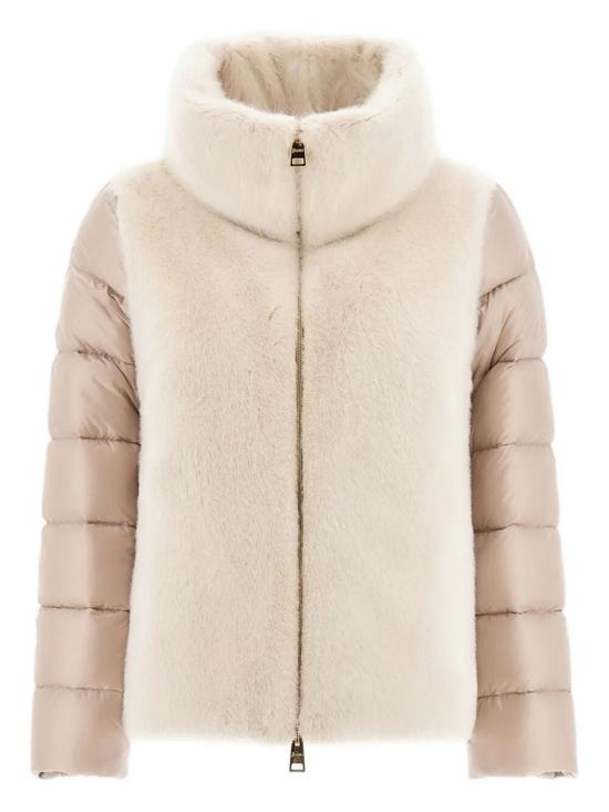 26FW 에르노 울트라라이트 나일론 & 레이디 얼터너티브 퍼 케이프 PI002017D12017Z1985 BEIGE
