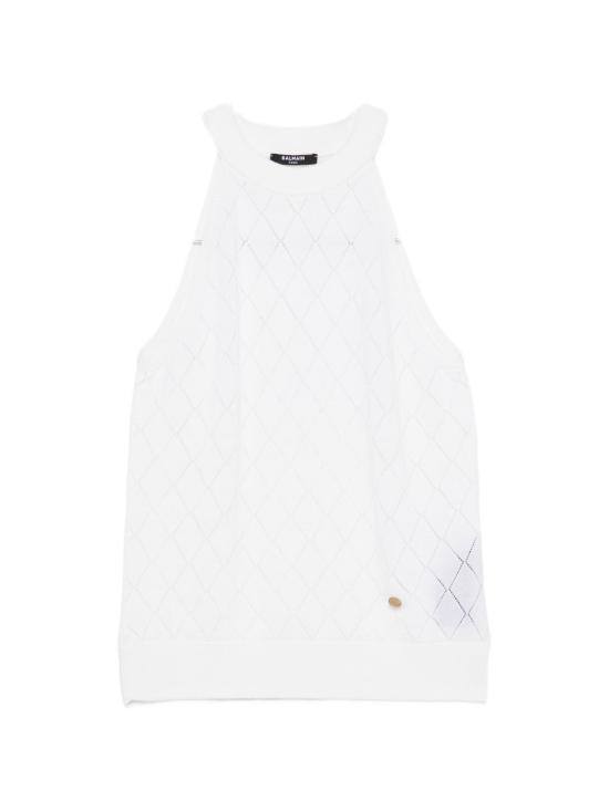 26FW 발망 민소매 티셔츠 HF1AE089KJ990FA WHITE