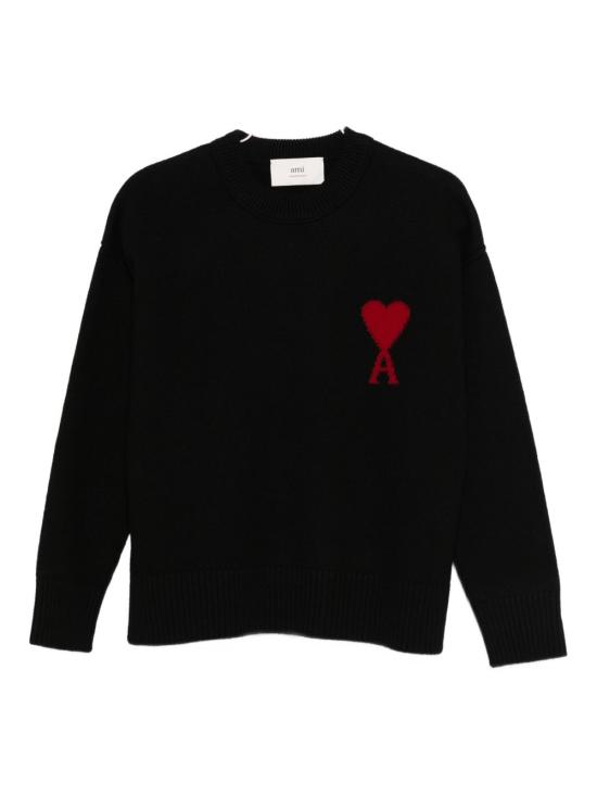 26FW 아미 빅 하트 울 크루넥 스웨터 UKS838D018009 BLACK