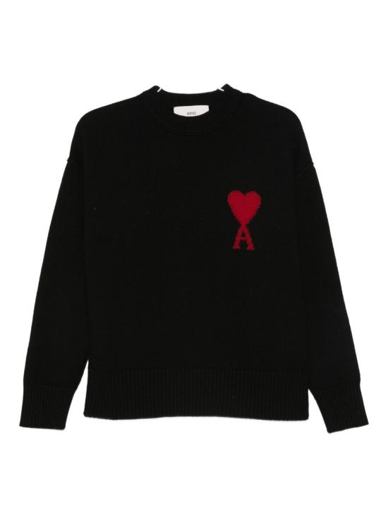 26FW 아미 하트 로고 인타르시아 V넥 가디건 UKC367D018009 BLACK
