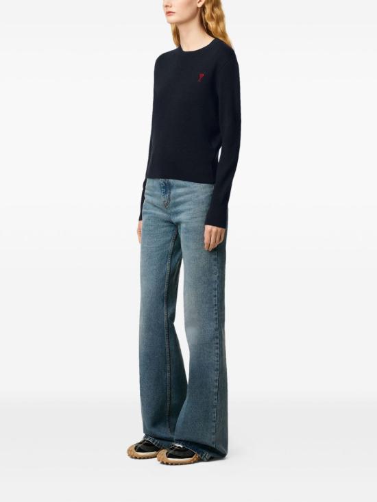 26FW 아미 ADC 자수 크루넥 스웨터 FKS826001414 NAVY - AMI