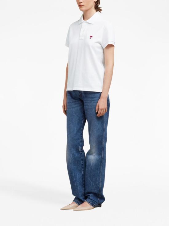 26FW 아미 스몰 하트 로고 폴로 셔츠 BFUPL001760100 WHITE - AMI