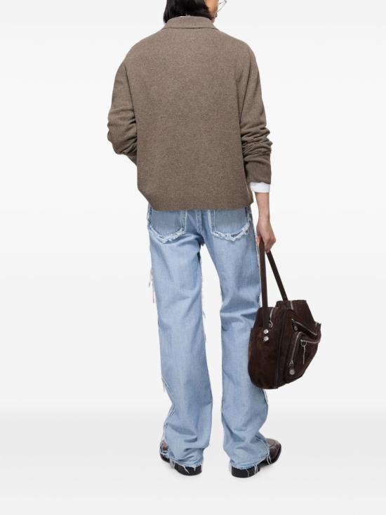 26FW 아크네 스튜디오 로고 울 니트 폴로 셔츠 로고 울 니트 폴로 셔츠 B60388AHS BROWN - ACNE STUDIOS