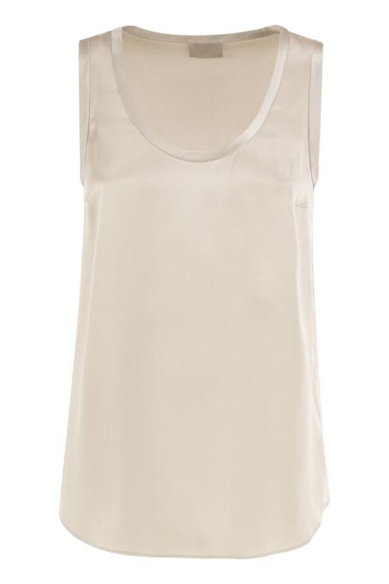 26FW 브루넬로 쿠치넬리 실크 탱크 탑 M0C59E0600C8561 White