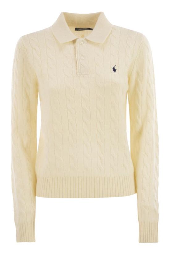 26FW 폴로 랄프로렌 케이블 폴로 니트 211972132001 BIANCO