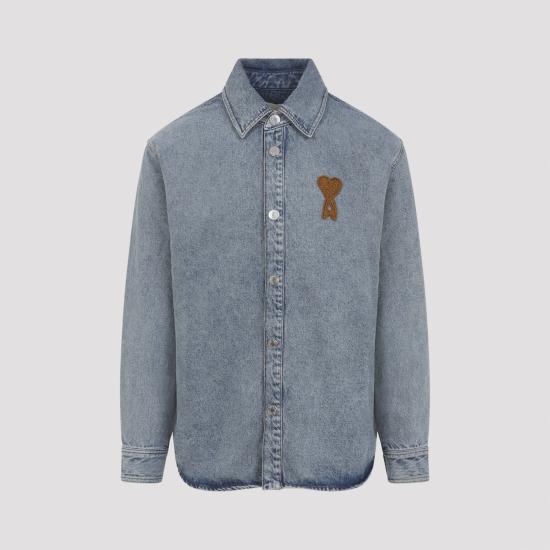 26SS 아미 ADC 코튼 니트 오버셔츠 UJK897DE0046 480 MID BLUE - AMI