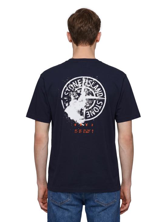 26FW 스톤 아일랜드 그래픽 프린트 오가닉 코튼 반팔 티셔츠 L2S152100001S0534 V002A BLUE - STONE ISLAND