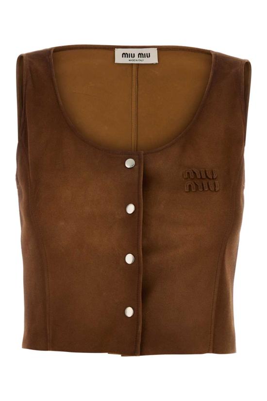 26FW 미우미우 민소매 티셔츠 MPT333SOOO19QL F0046 BROWN
