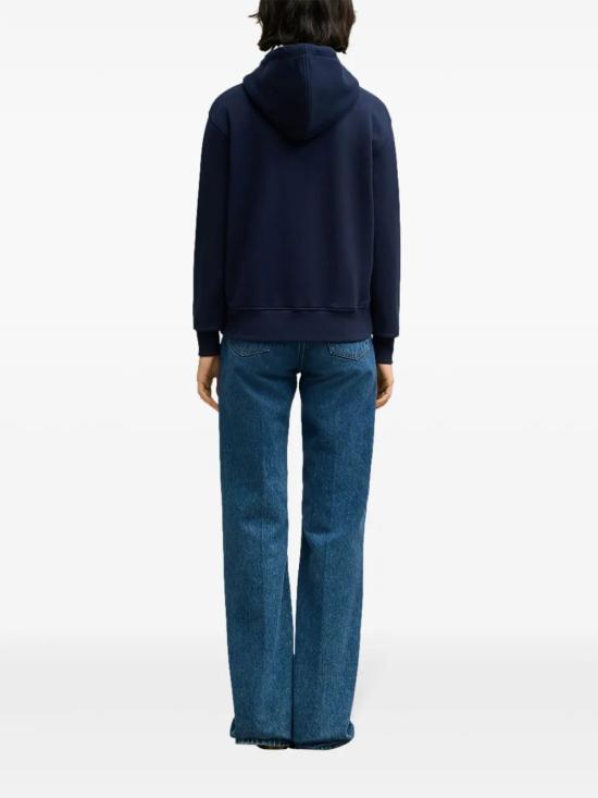 26FW 아미 스몰 하트 로고 루프백 오가닉 코튼 플리스 후드 집업 BFUSW435730 430 NAVY - AMI