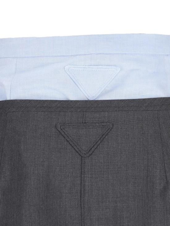 26FW 프라다 라이트 모헤어 샴브레이 스커트 라이트 모헤어 샴브레이 스커트 P169I6106 F0480 Grey - PRADA